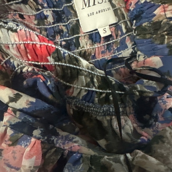 Misa Los Angeles Gia Floral Halter Dress Size S  Maxi Chiffon Tiered blue - Picture 4 of 5